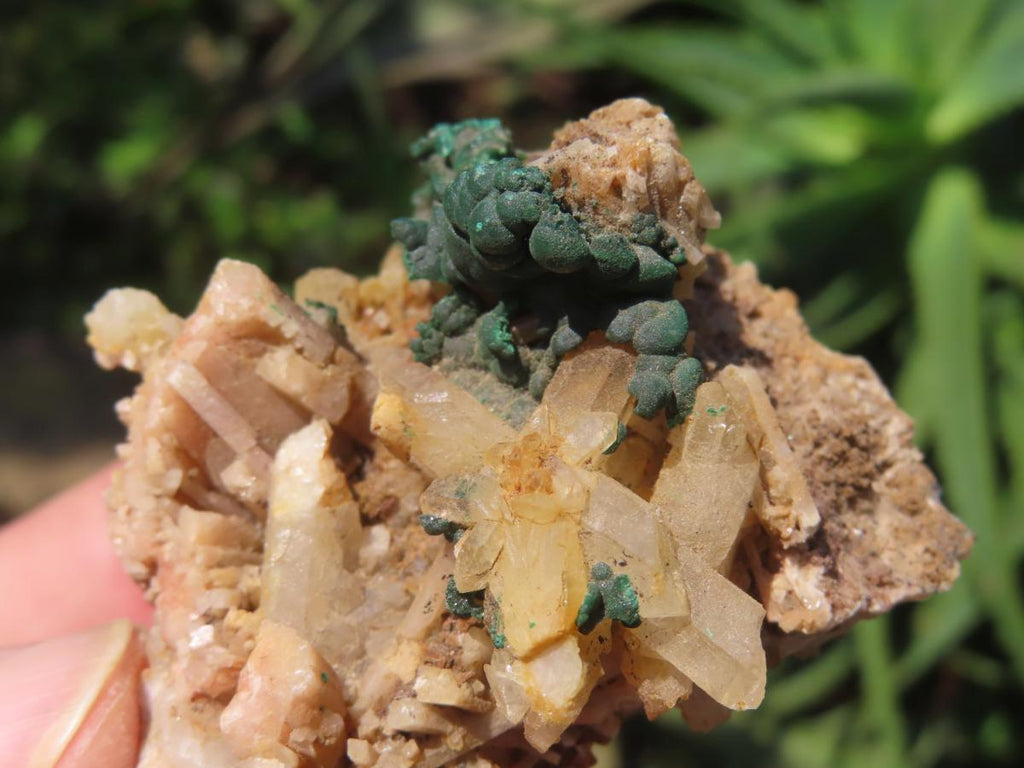 Natural Botroiydal Malachite With Orange Albite x 1 From Congo