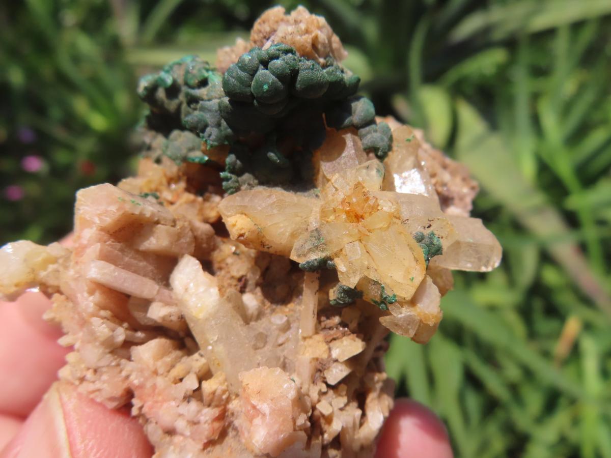 Natural Botroiydal Malachite With Orange Albite x 1 From Congo