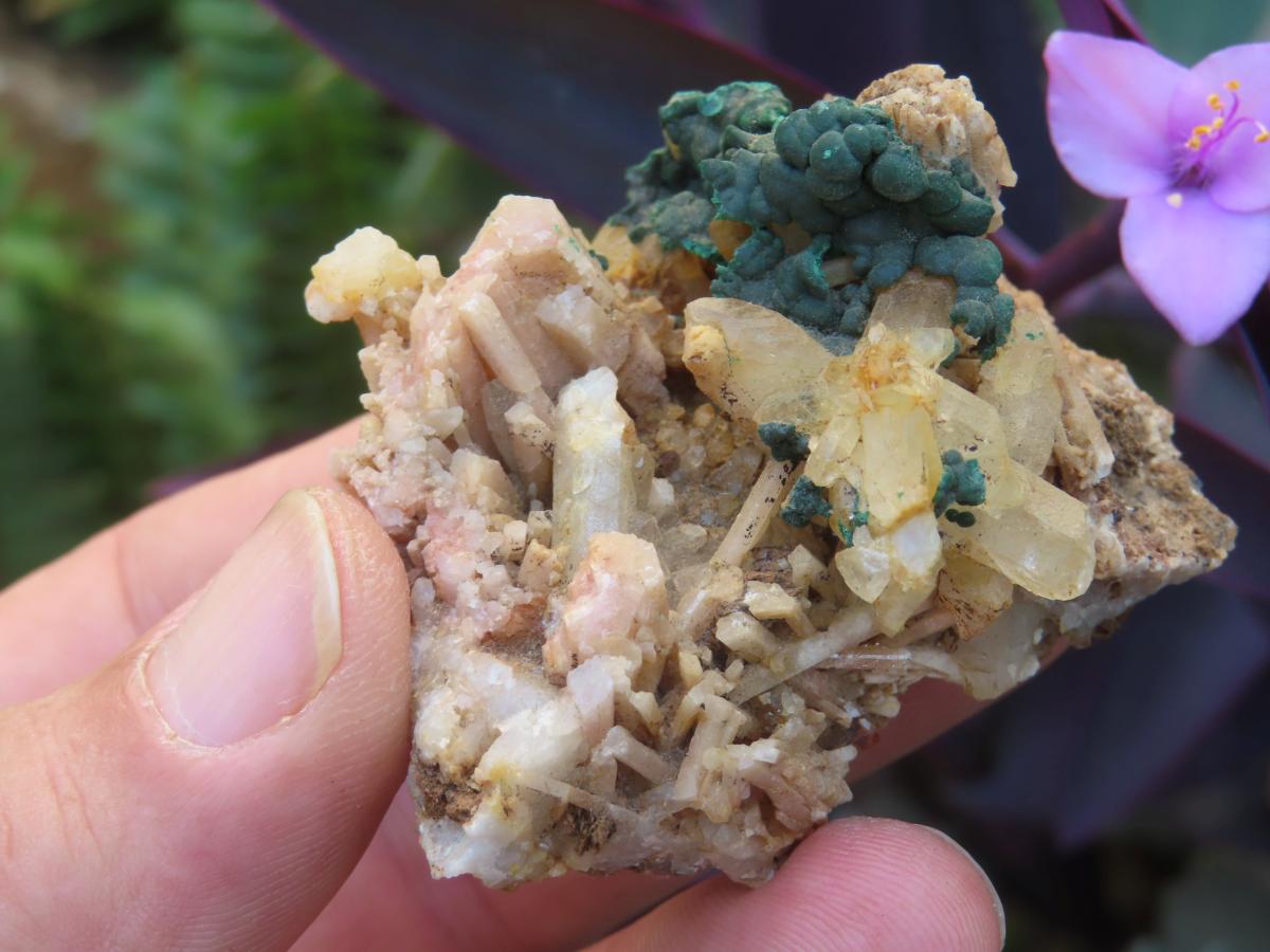 Natural Botroiydal Malachite With Orange Albite x 1 From Congo