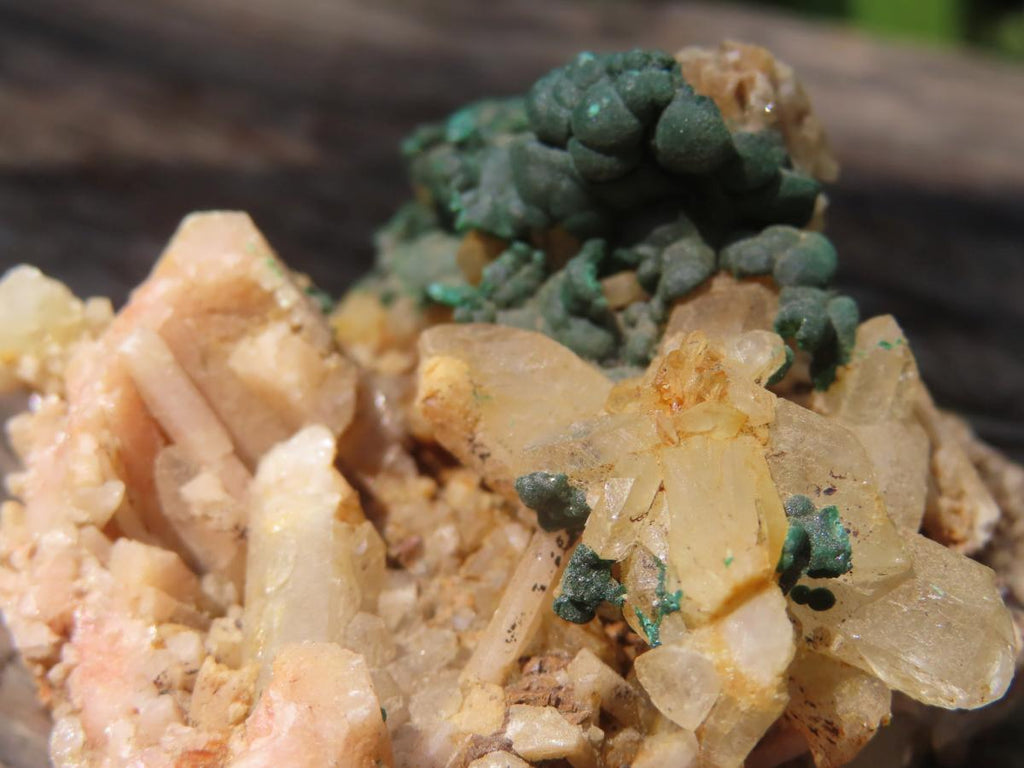 Natural Botroiydal Malachite With Orange Albite x 1 From Congo