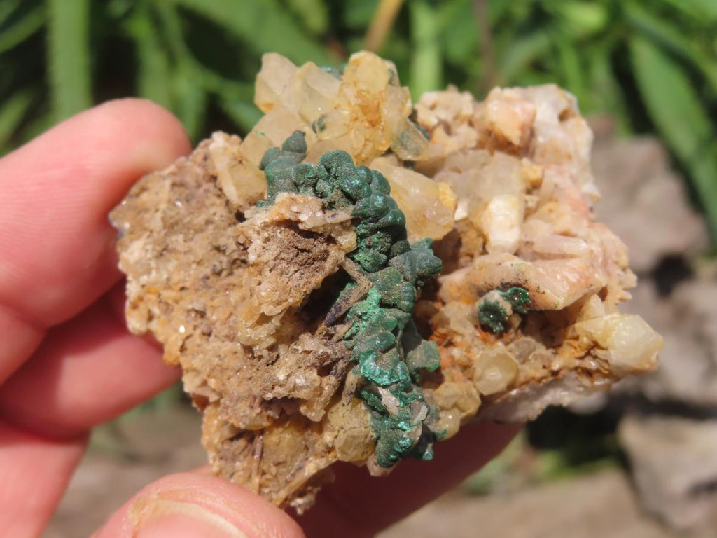Natural Botroiydal Malachite With Orange Albite x 1 From Congo