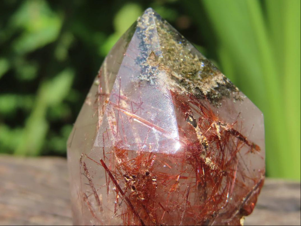 Polished Sceptre Quartz with Copper Rutile and Actinolite Inclusions x 1 From Madagascar
