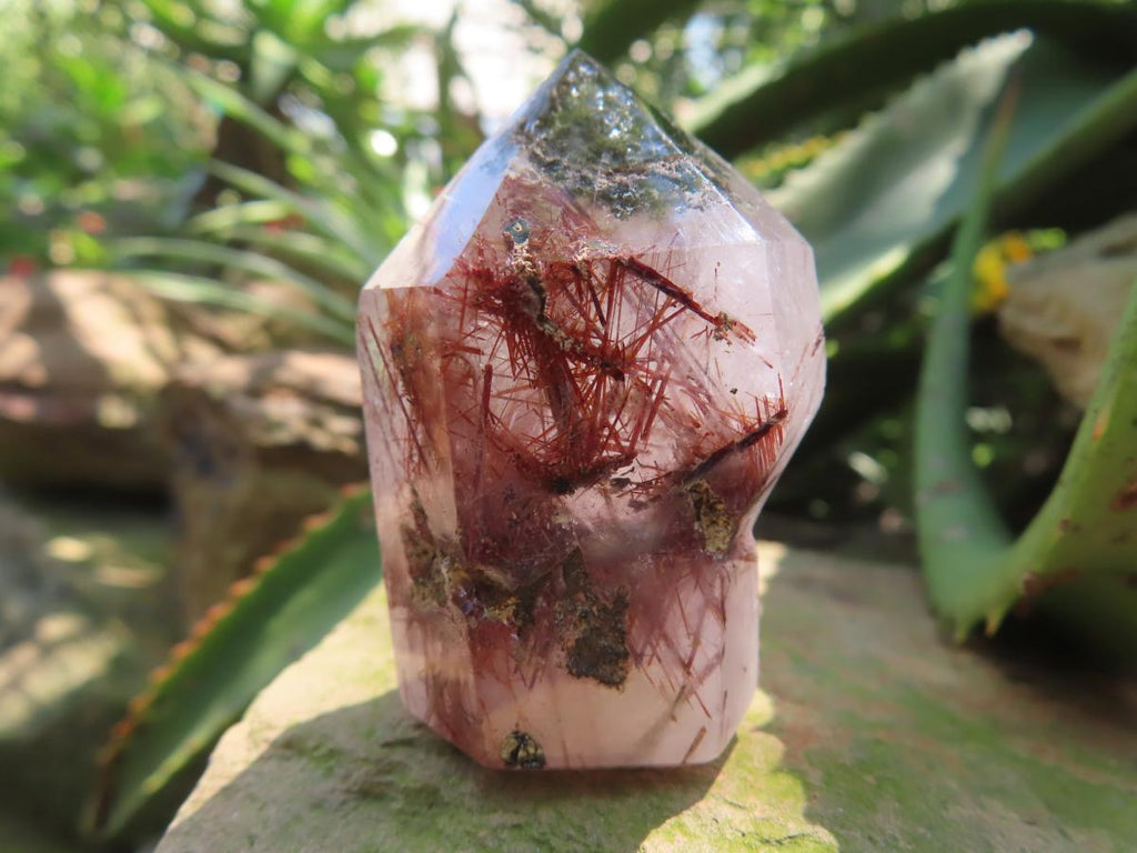 Polished Sceptre Quartz with Copper Rutile and Actinolite Inclusions x 1 From Madagascar