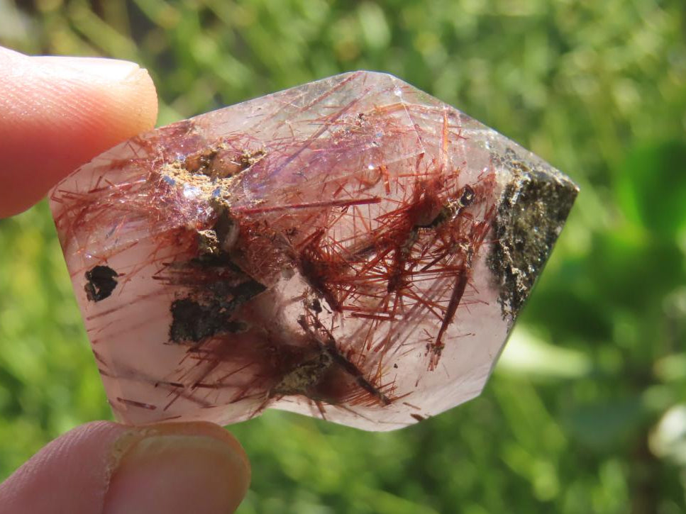 Polished Sceptre Quartz with Copper Rutile and Actinolite Inclusions x 1 From Madagascar