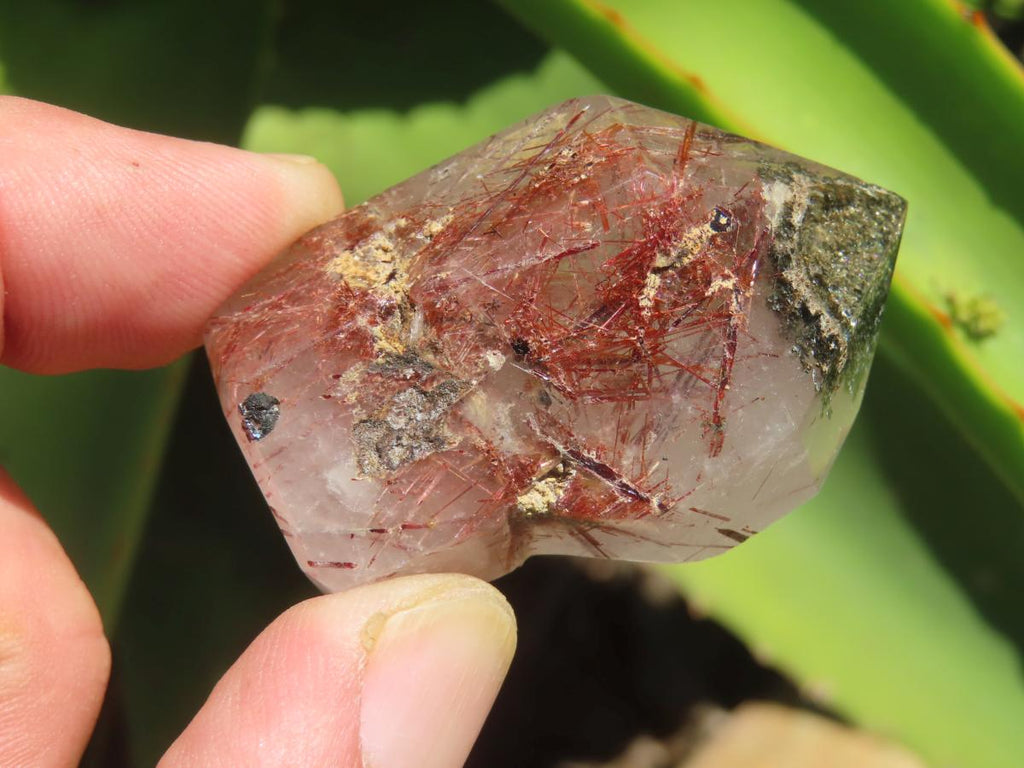 Polished Sceptre Quartz with Copper Rutile and Actinolite Inclusions x 1 From Madagascar