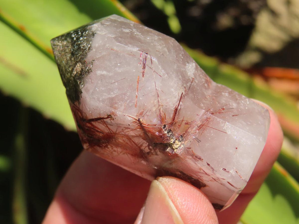 Polished Sceptre Quartz with Copper Rutile and Actinolite Inclusions x 1 From Madagascar