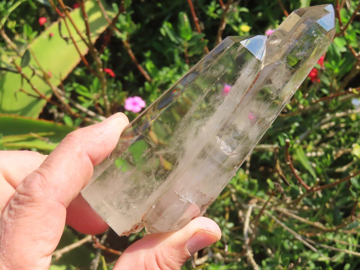 Polished Twin Multi-Terminated Clear Quartz Crystal x 1 From Anzojorobe, Madagascar