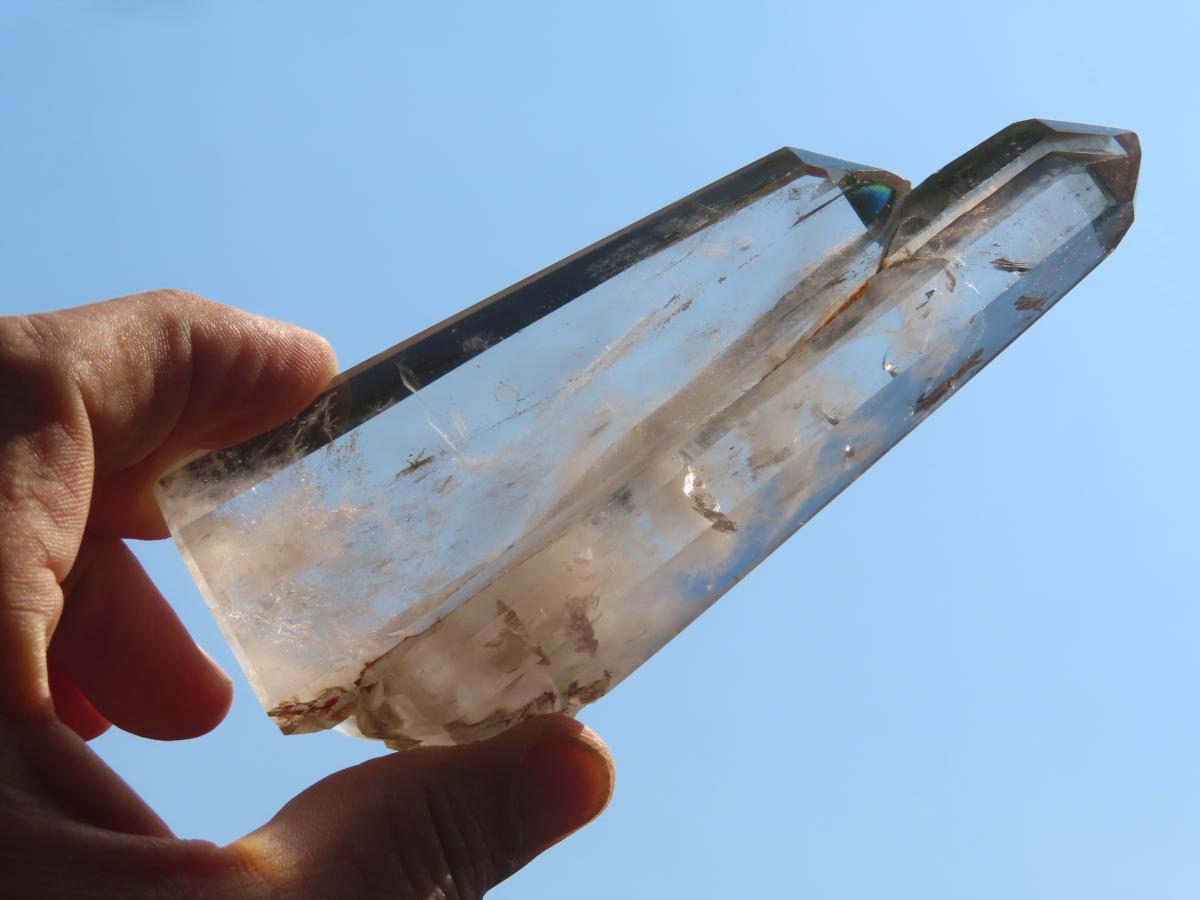 Polished Twin Multi-Terminated Clear Quartz Crystal x 1 From Anzojorobe, Madagascar