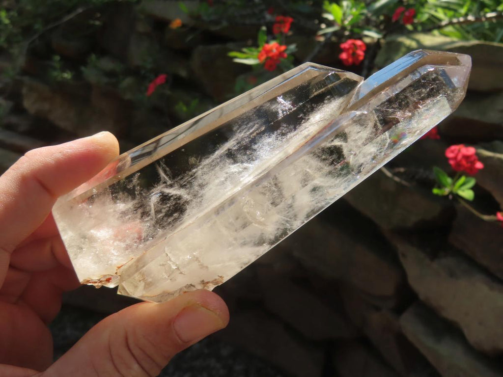 Polished Twin Multi-Terminated Clear Quartz Crystal x 1 From Anzojorobe, Madagascar