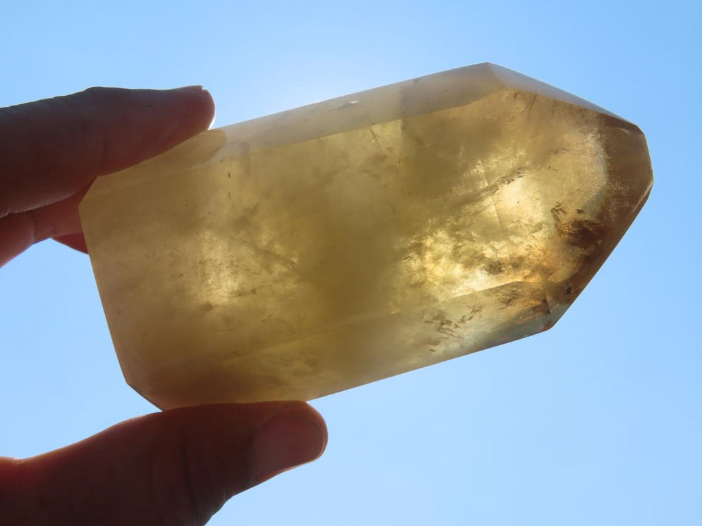 Polished Large Bright Yellow Natural Citrine Crystal x 1 From Anzojorobe, Madagascar