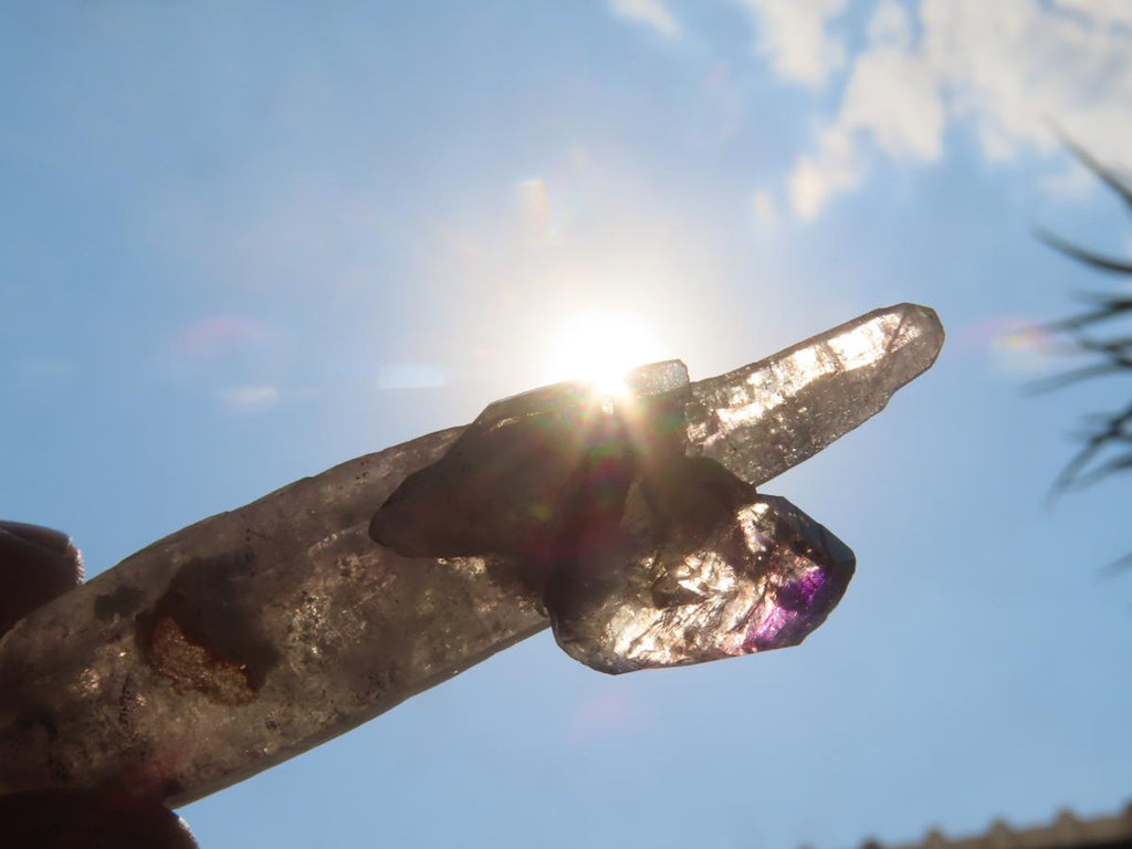 Natural Double Terminated Amethyst With Twin Amethyst Crystal Growth x 1 From Chiredzi, Zimbabwe