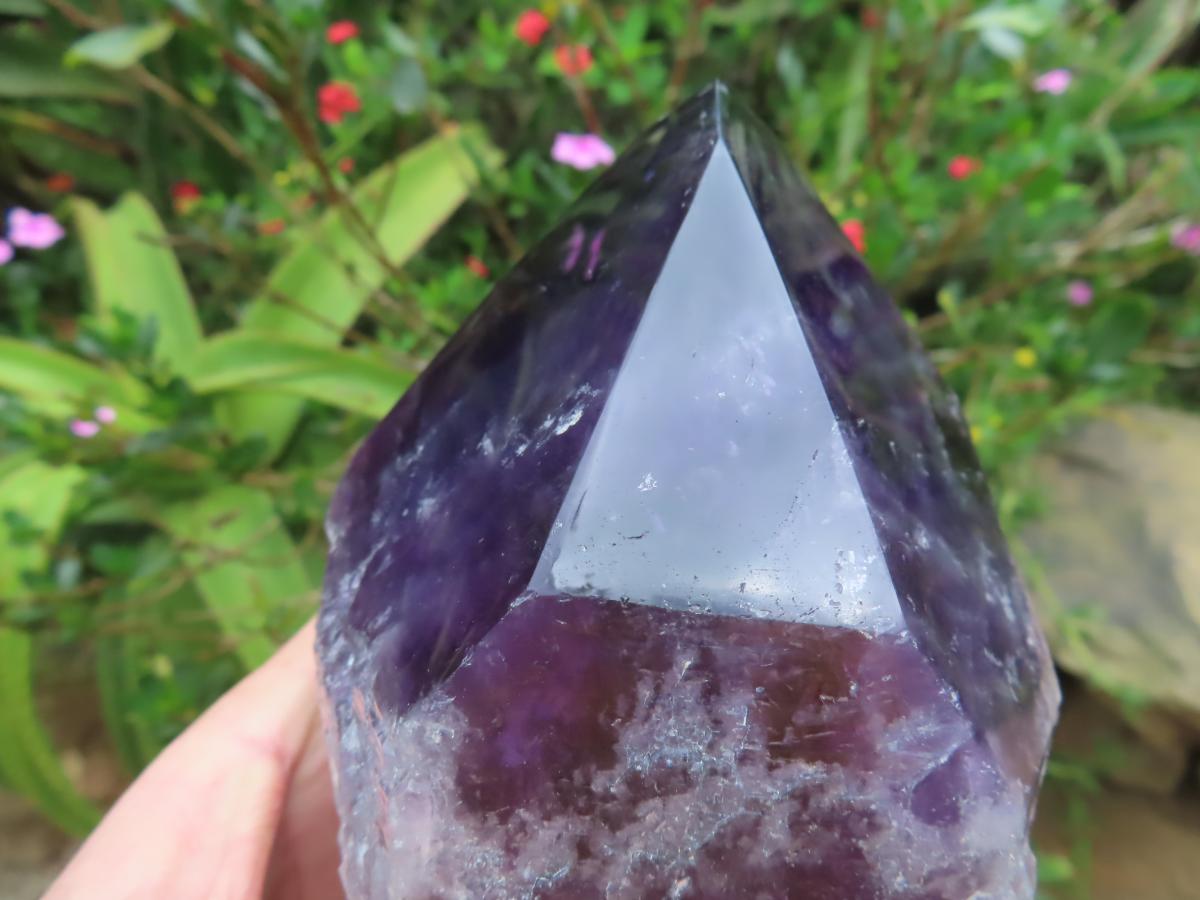 Large Polished Gemmy Dark Purple Amethyst Crystal x 1 From Angola