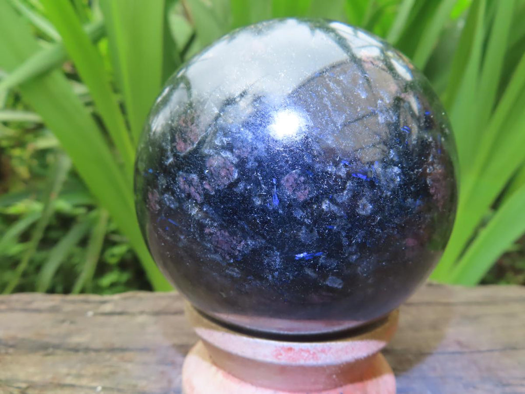 Polished Blue Spark Water Sapphire Sphere x 1 From Madagascar