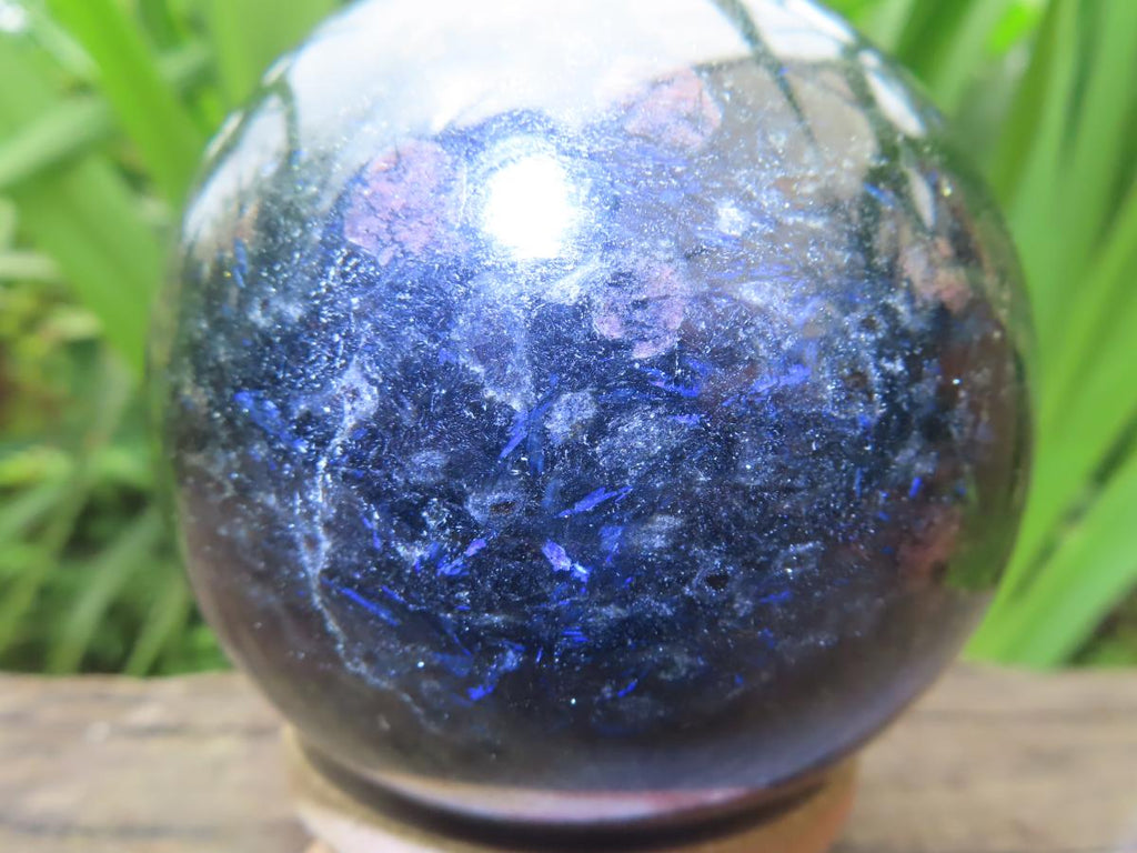 Polished Blue Spark Water Sapphire Sphere x 1 From Madagascar