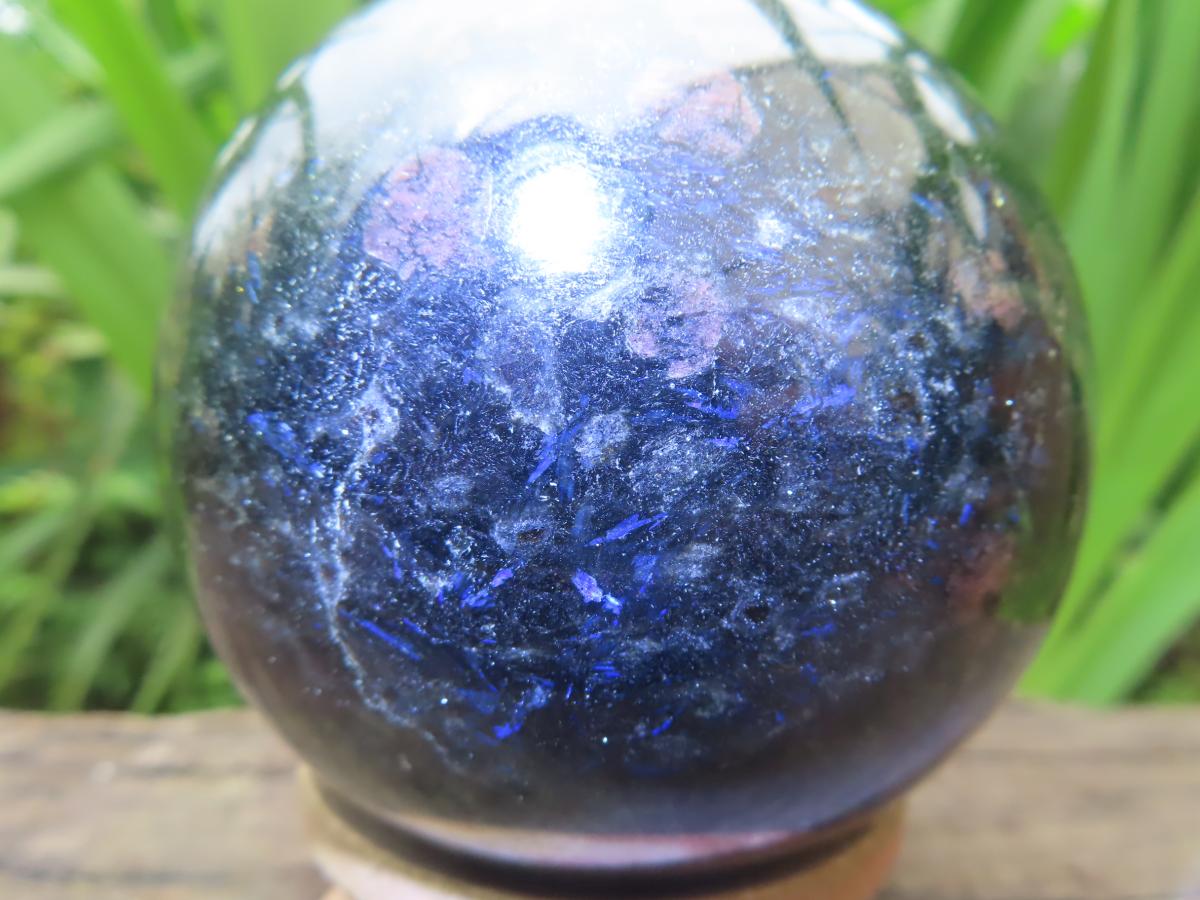Polished Blue Spark Water Sapphire Sphere x 1 From Madagascar
