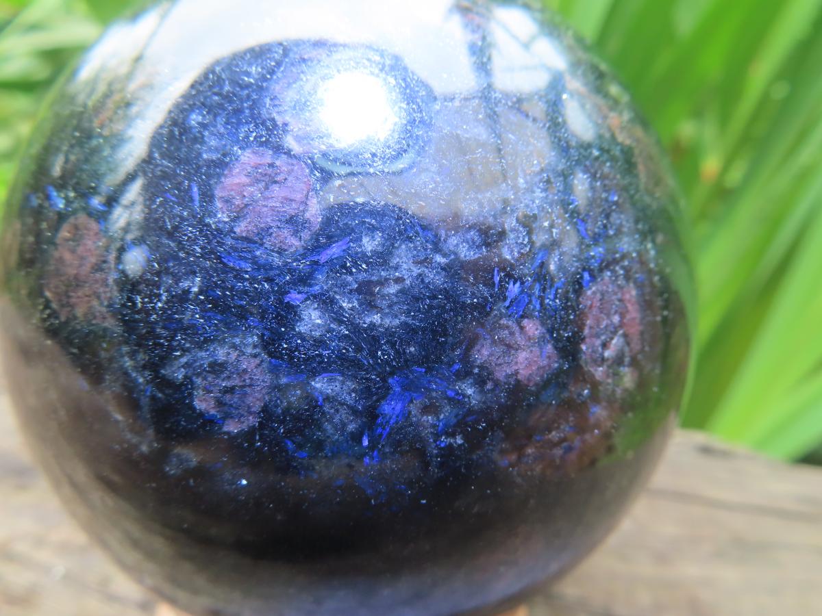 Polished Blue Spark Water Sapphire Sphere x 1 From Madagascar