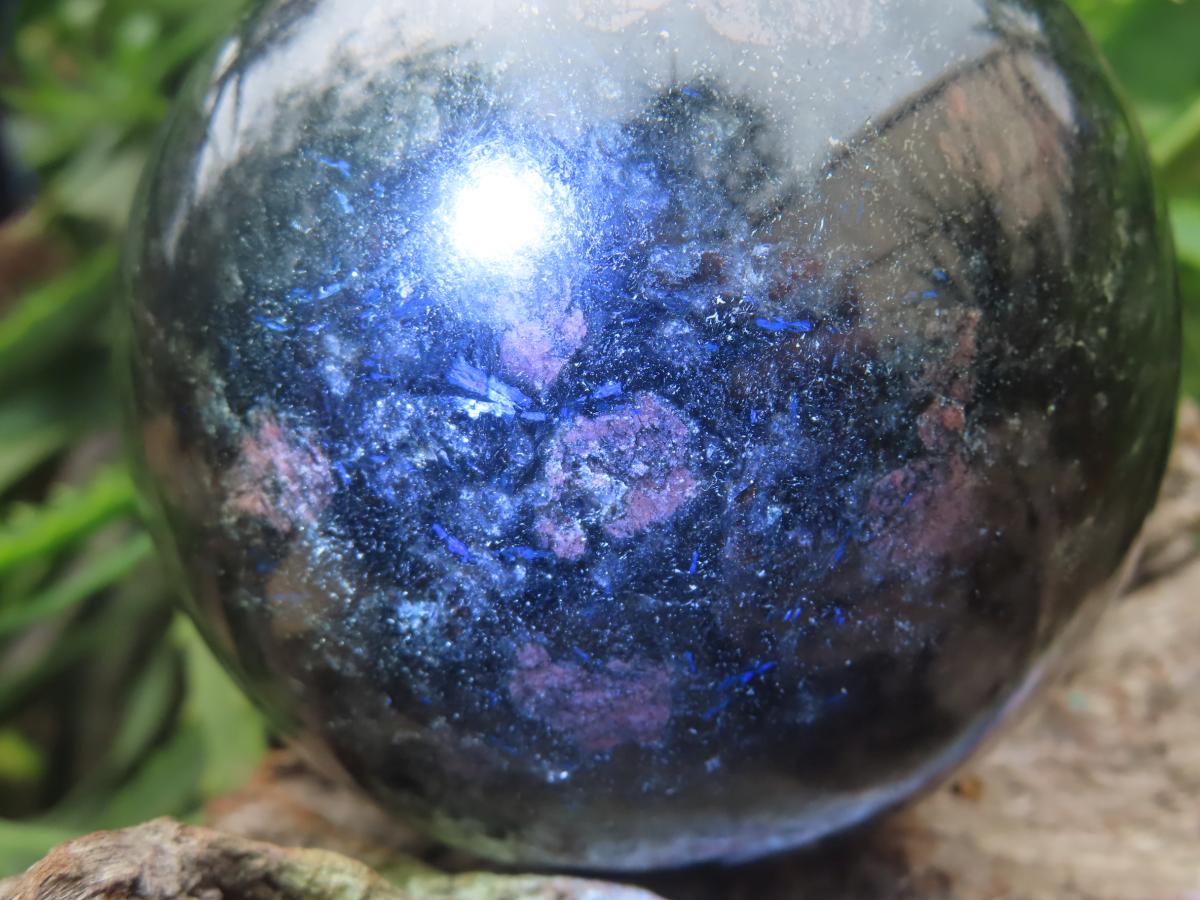 Polished Blue Spark Water Sapphire Sphere x 1 From Madagascar