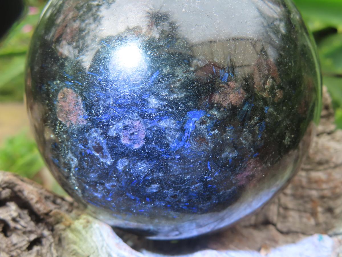 Polished Blue Spark Water Sapphire Sphere x 1 From Madagascar