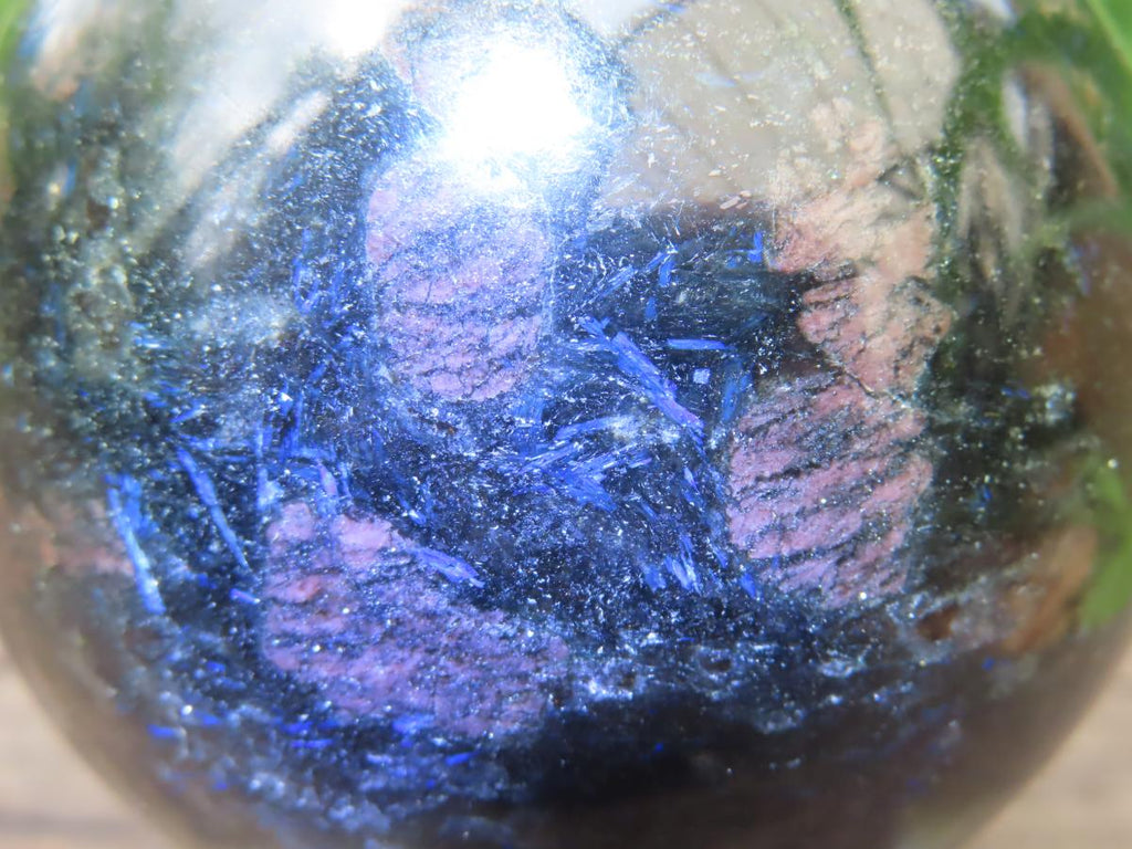 Polished Blue Spark Water Sapphire Sphere x 1 From Madagascar