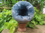 Polished Blue Celestite Crystal Geode Sphere x 1 From Sakoany, Madagascar