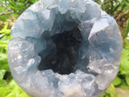 Polished Blue Celestite Crystal Geode Sphere x 1 From Sakoany, Madagascar