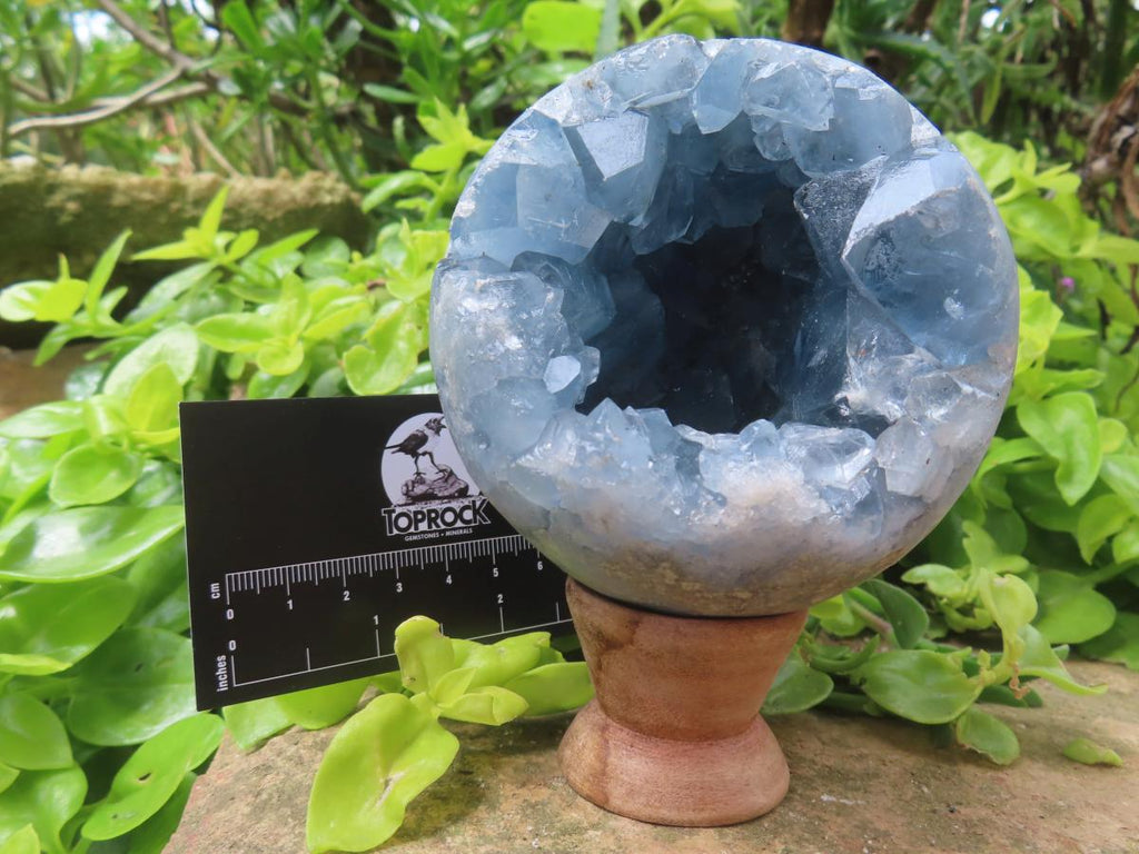 Polished Blue Celestite Crystal Geode Sphere x 1 From Sakoany, Madagascar