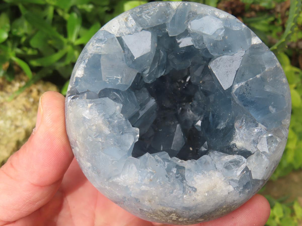 Polished Blue Celestite Crystal Geode Sphere x 1 From Sakoany, Madagascar