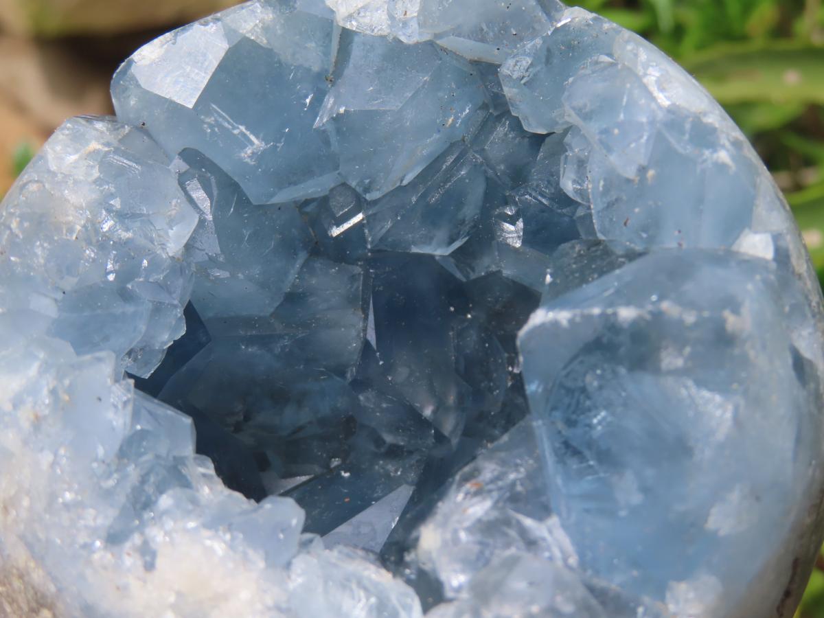Polished Blue Celestite Crystal Geode Sphere x 1 From Sakoany, Madagascar