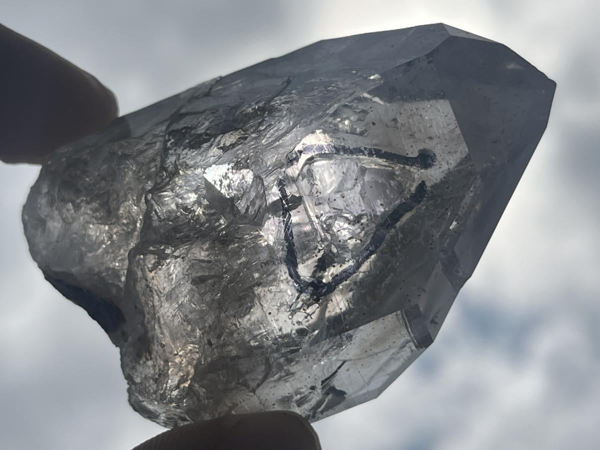 Natural Smokey Window Quartz Crystal With Enhydros x 1 From Brandberg, Namibia