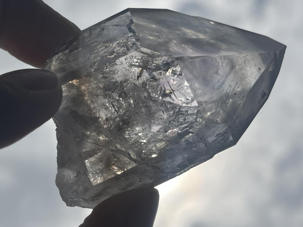 Natural Smokey Window Quartz Crystal With Enhydros x 1 From Brandberg, Namibia
