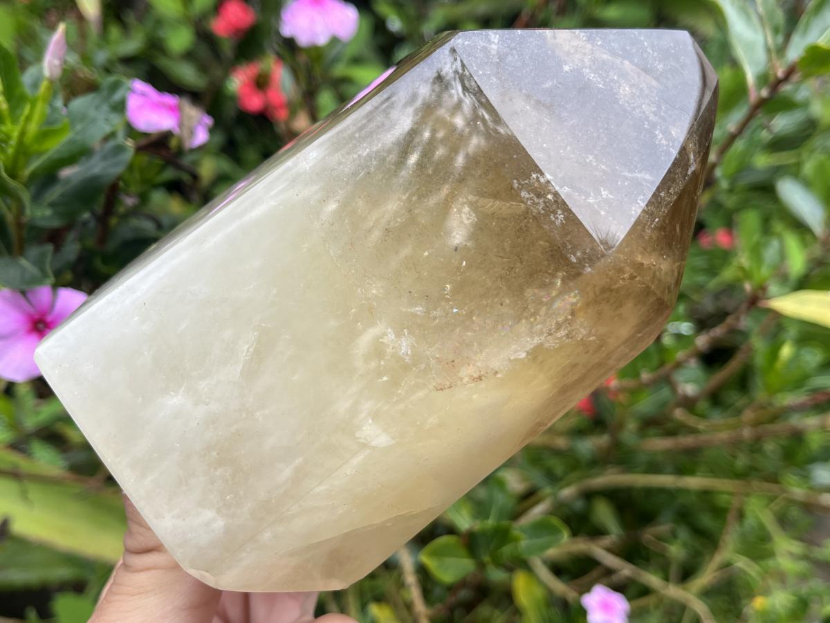 Polished XL Rare Citrine Crystal with Rainbow Veils x 1 From Madagascar