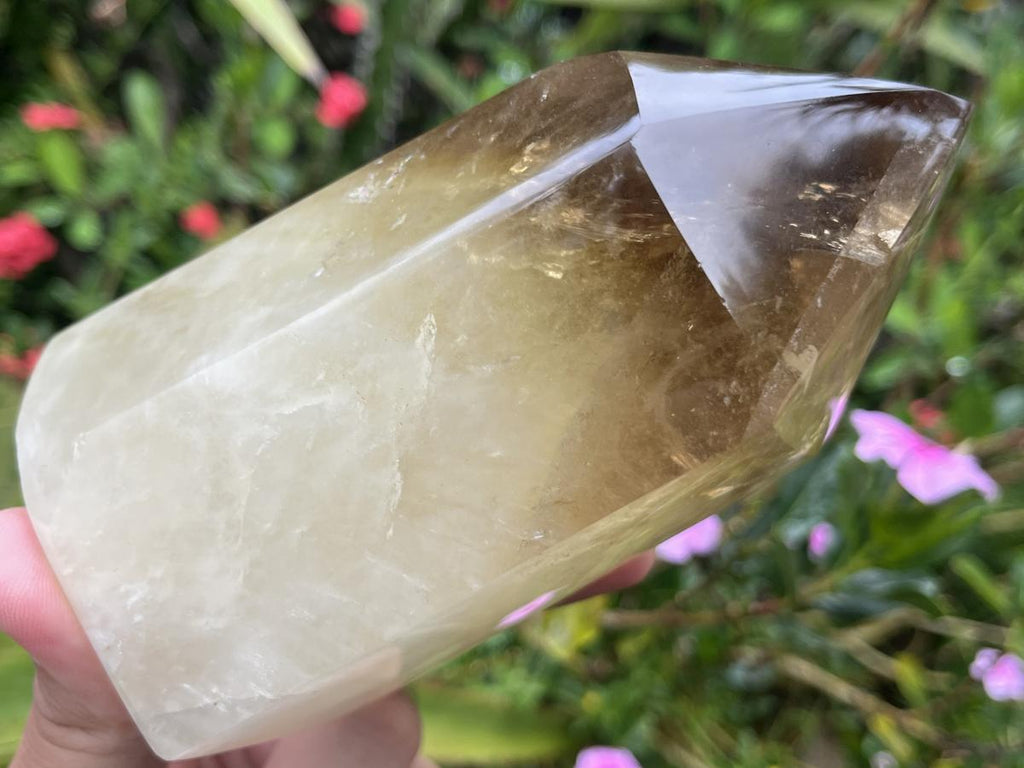 Polished XL Rare Citrine Crystal with Rainbow Veils x 1 From Madagascar
