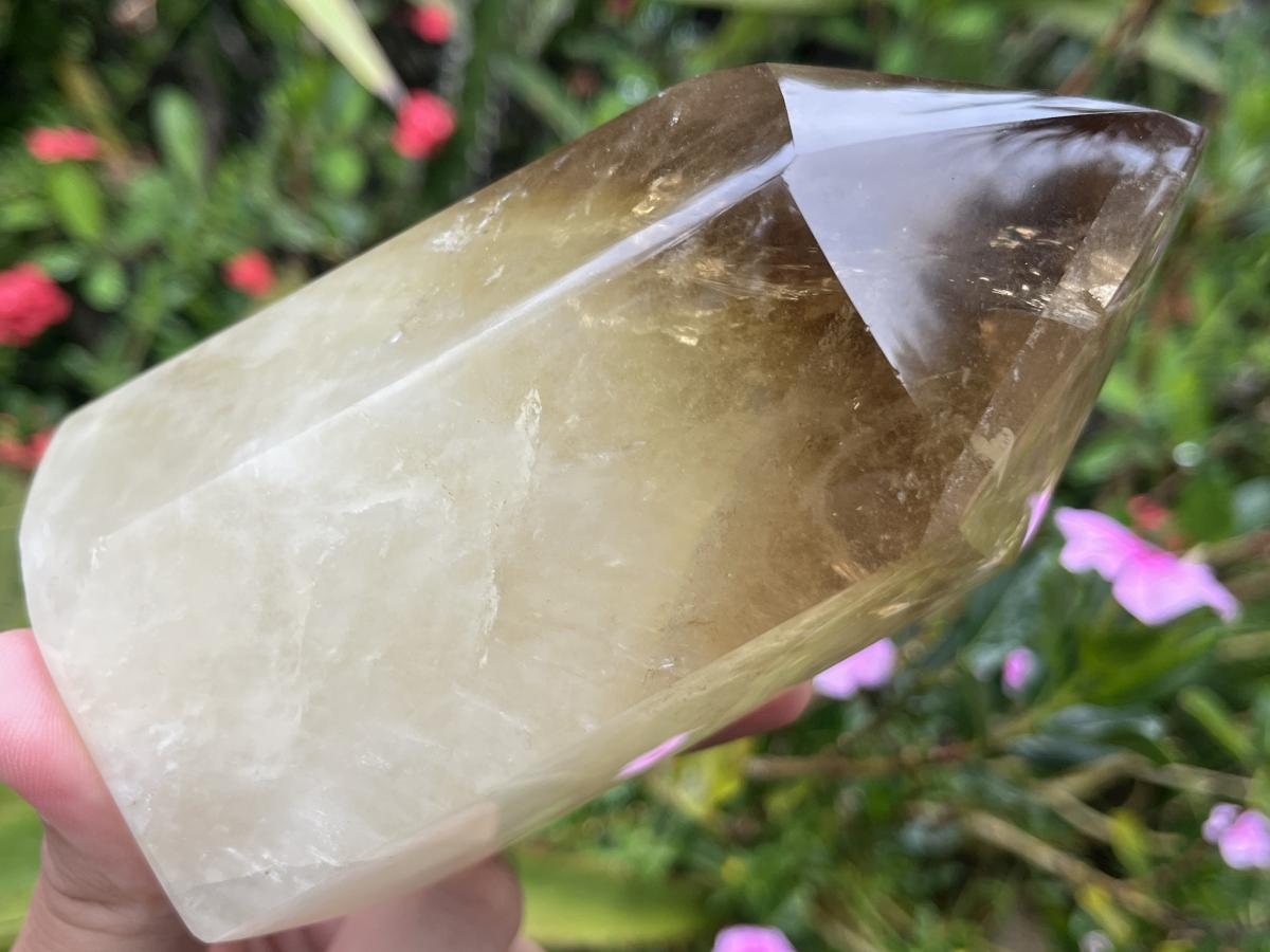 Polished XL Rare Citrine Crystal with Rainbow Veils x 1 From Madagascar