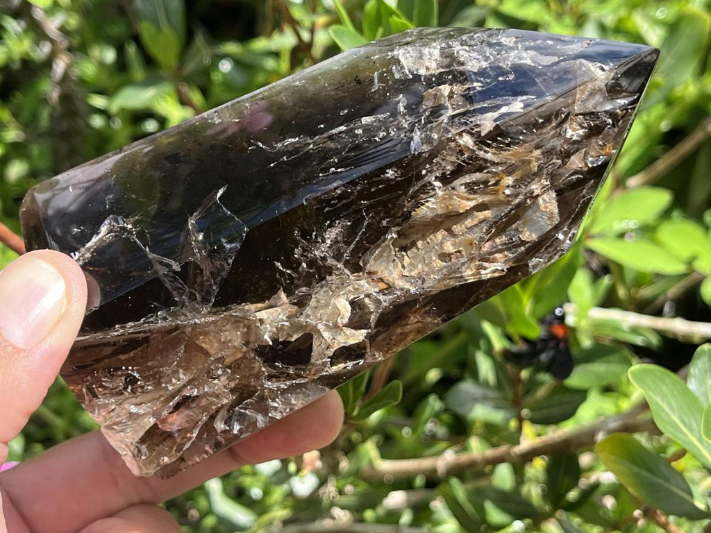 Polished Smokey Window Quartz with Latterite Veils Inside x 1 From Akansobe, Madagascar