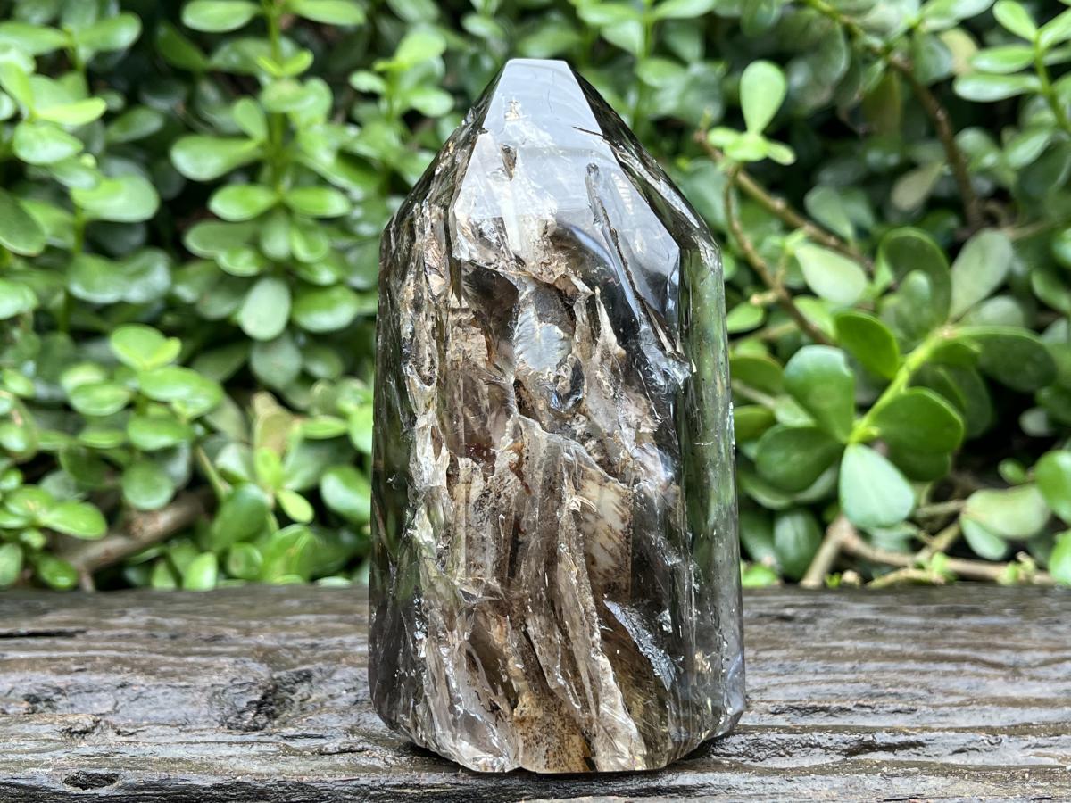 Polished Smokey Window Quartz with Latterite Veils Inside x 1 From Akansobe, Madagascar