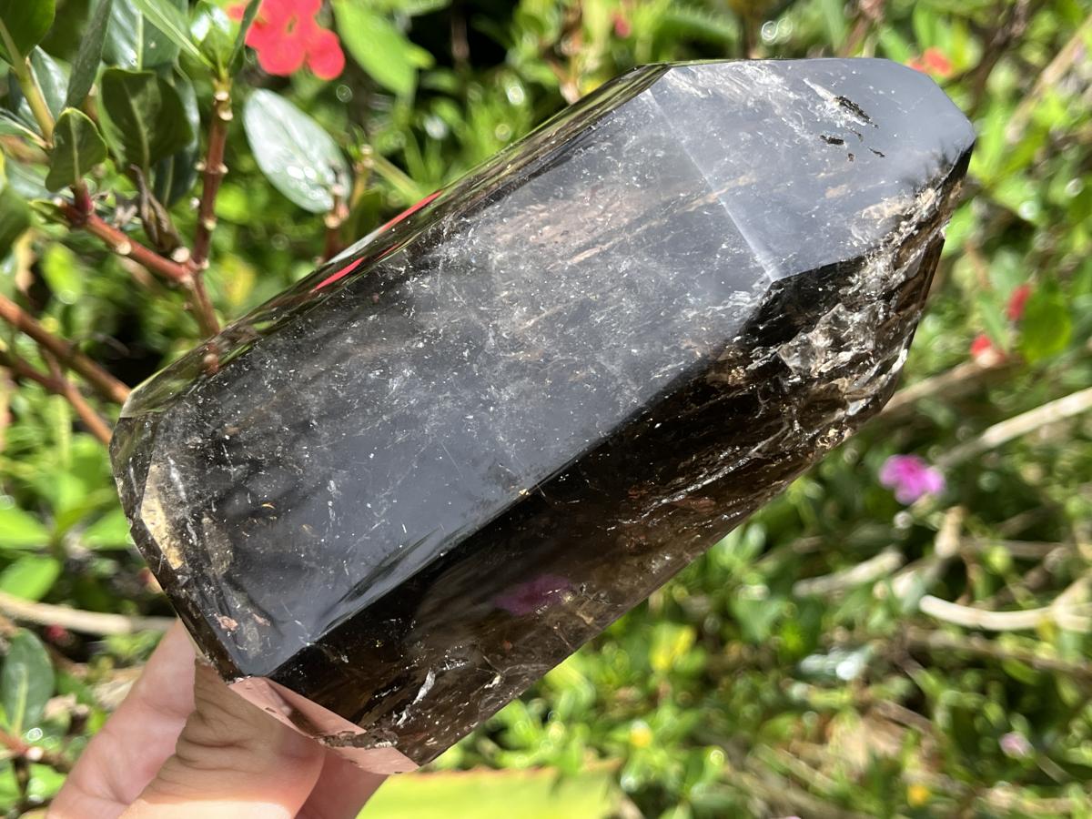 Polished Smokey Window Quartz with Latterite Veils Inside x 1 From Akansobe, Madagascar