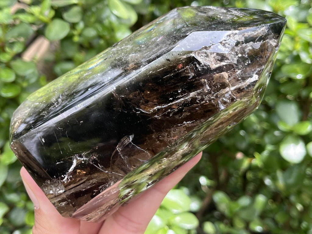 Polished Smokey Window Quartz with Latterite Veils Inside x 1 From Akansobe, Madagascar