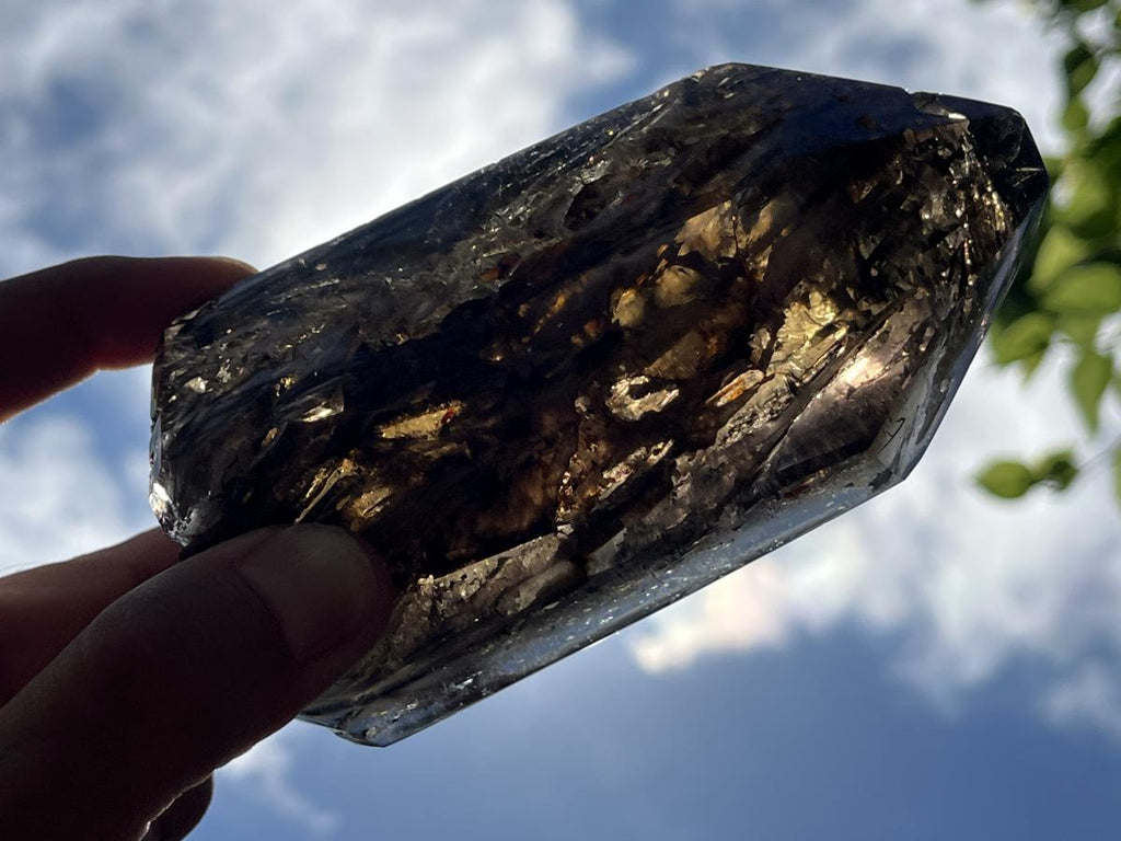 Polished Smokey Window Quartz with Latterite Veils Inside x 1 From Akansobe, Madagascar