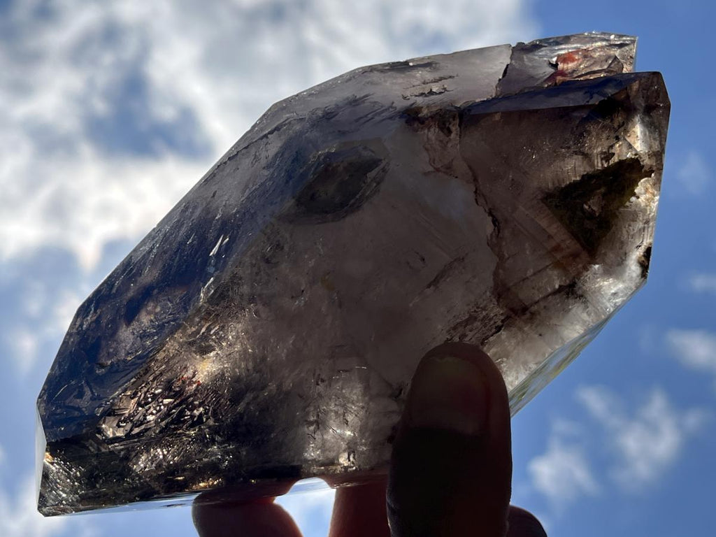 Polished XL Double Terminated Smokey Amethyst Window Quartz x 1 From Akansobe, Madagascar