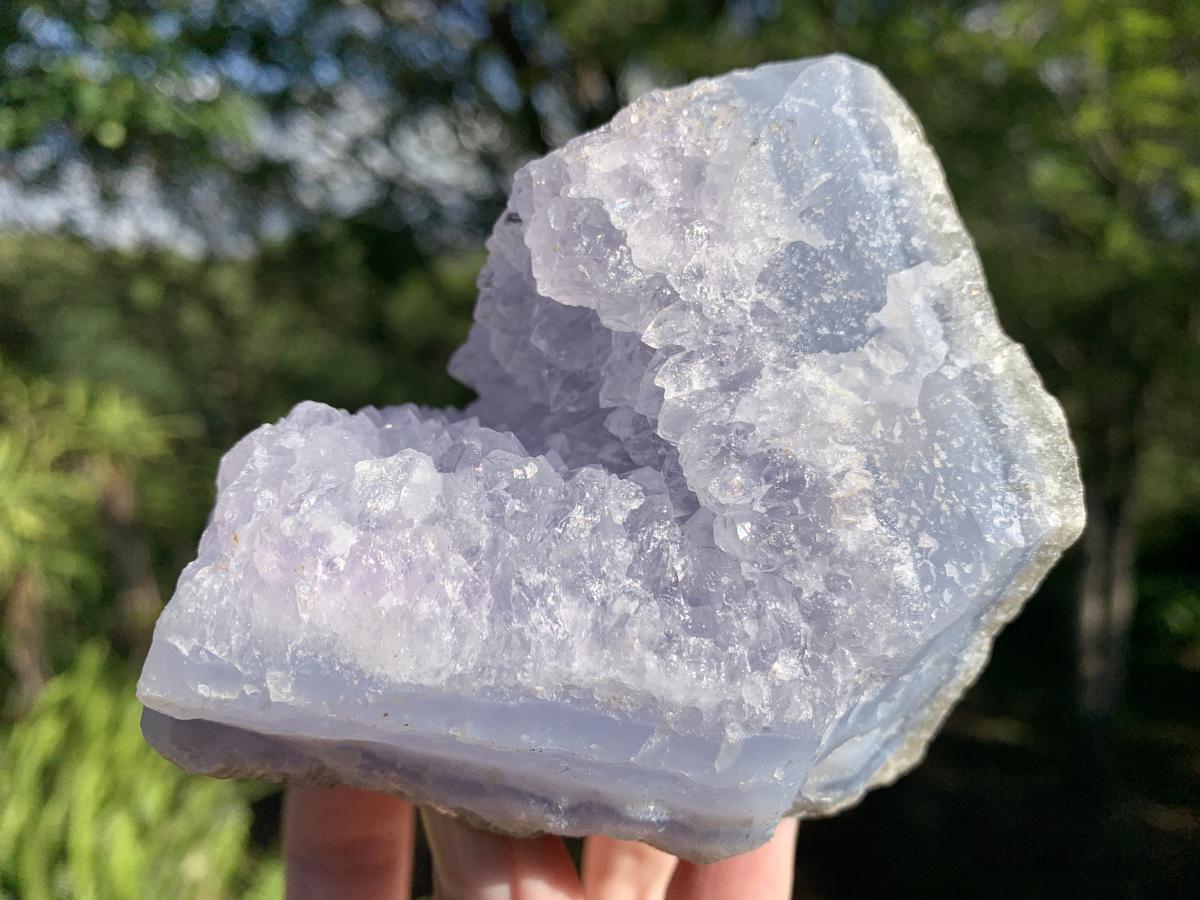 Natural Blue Lace Agate With Amethyst Crystal Vug x 1 From Nsanje, Malawi