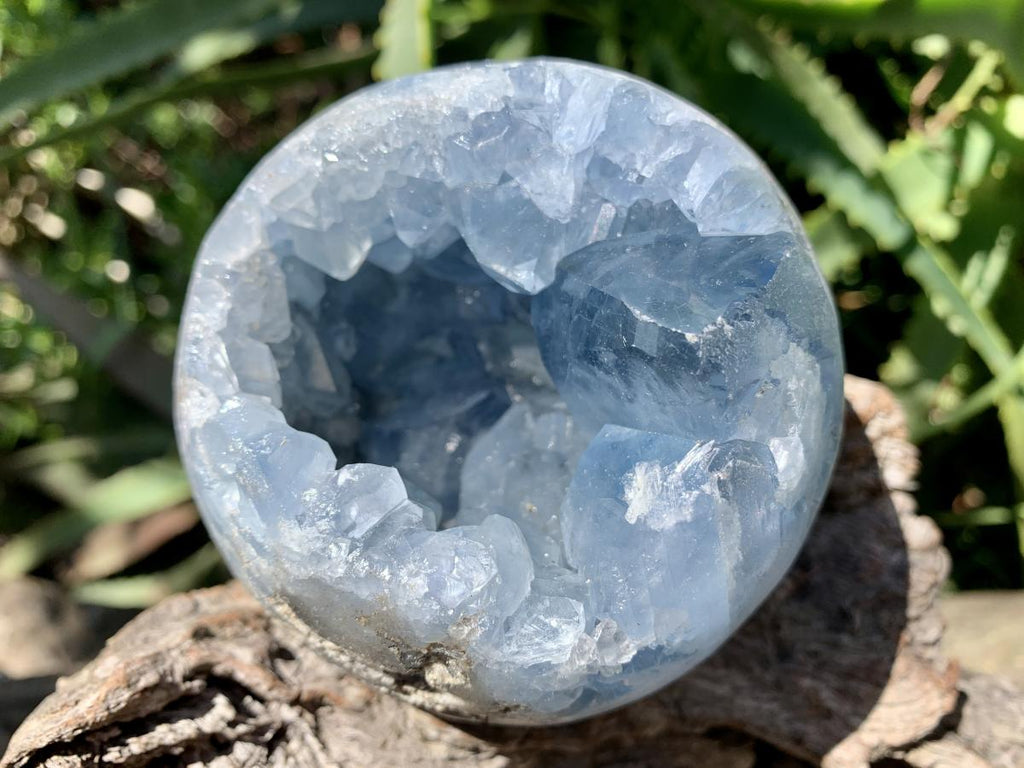 Polished Blue Celestite Geode Sphere x 1 From Sakoany, Madagascar