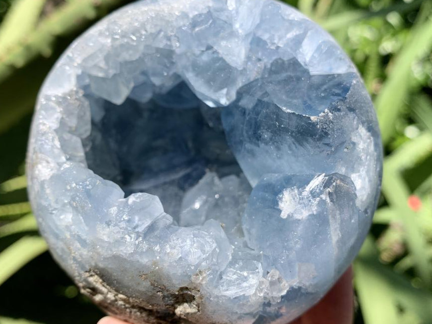 Polished Blue Celestite Geode Sphere x 1 From Sakoany, Madagascar