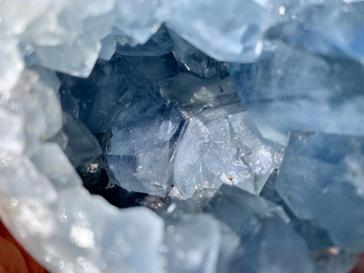 Polished Blue Celestite Geode Sphere x 1 From Sakoany, Madagascar