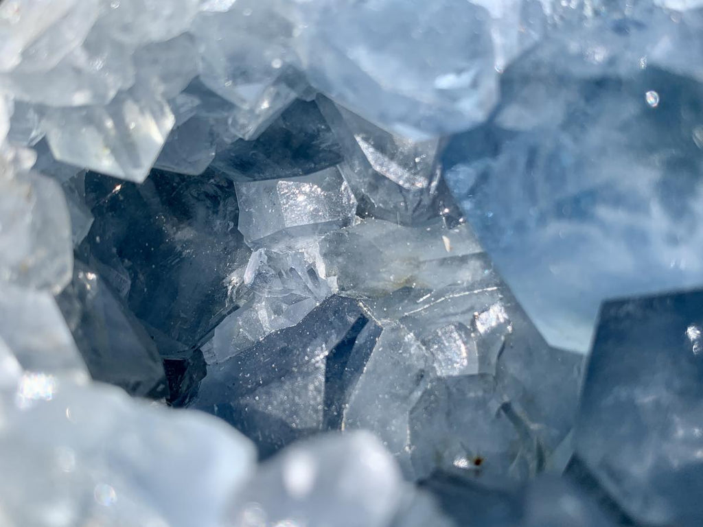 Polished Blue Celestite Geode Sphere x 1 From Sakoany, Madagascar