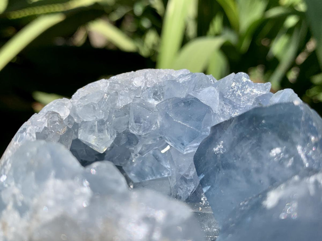 Polished Blue Celestite Geode Sphere x 1 From Sakoany, Madagascar