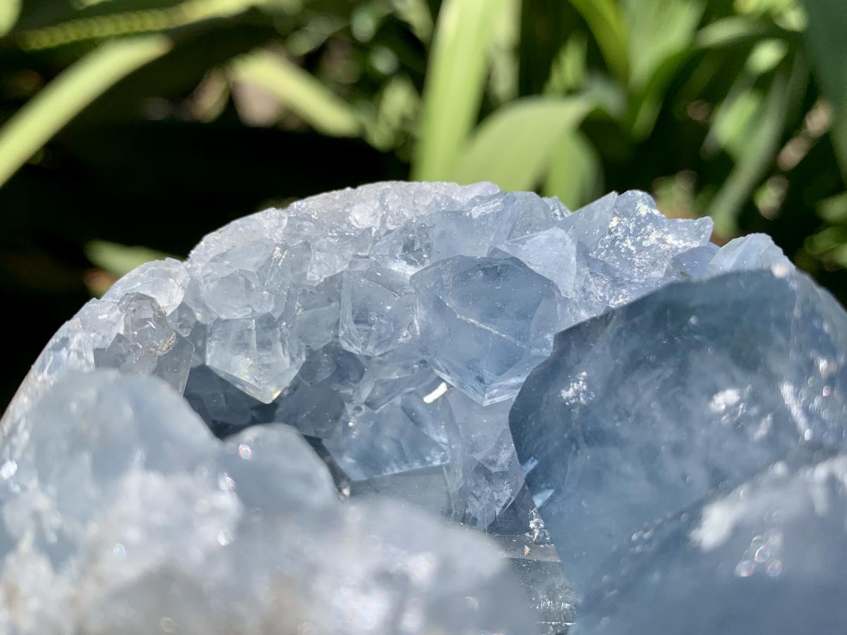 Polished Blue Celestite Geode Sphere x 1 From Sakoany, Madagascar