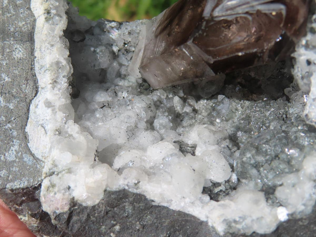 Natural Smokey Window Quartz Crystal On Calcite Vug In Matrix x 1 From Brandberg, Namibia