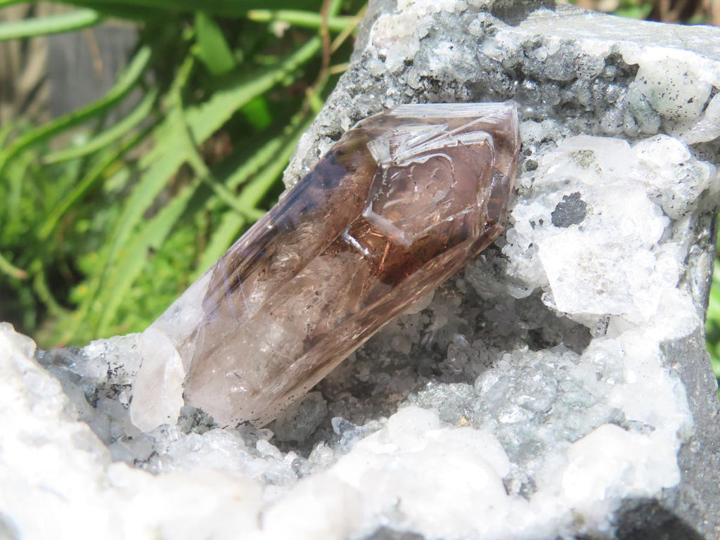 Natural Smokey Window Quartz Crystal On Calcite Vug In Matrix x 1 From Brandberg, Namibia
