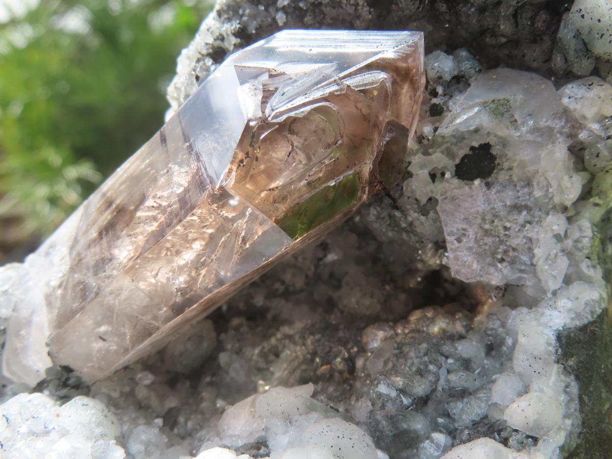 Natural Smokey Window Quartz Crystal On Calcite Vug In Matrix x 1 From Brandberg, Namibia