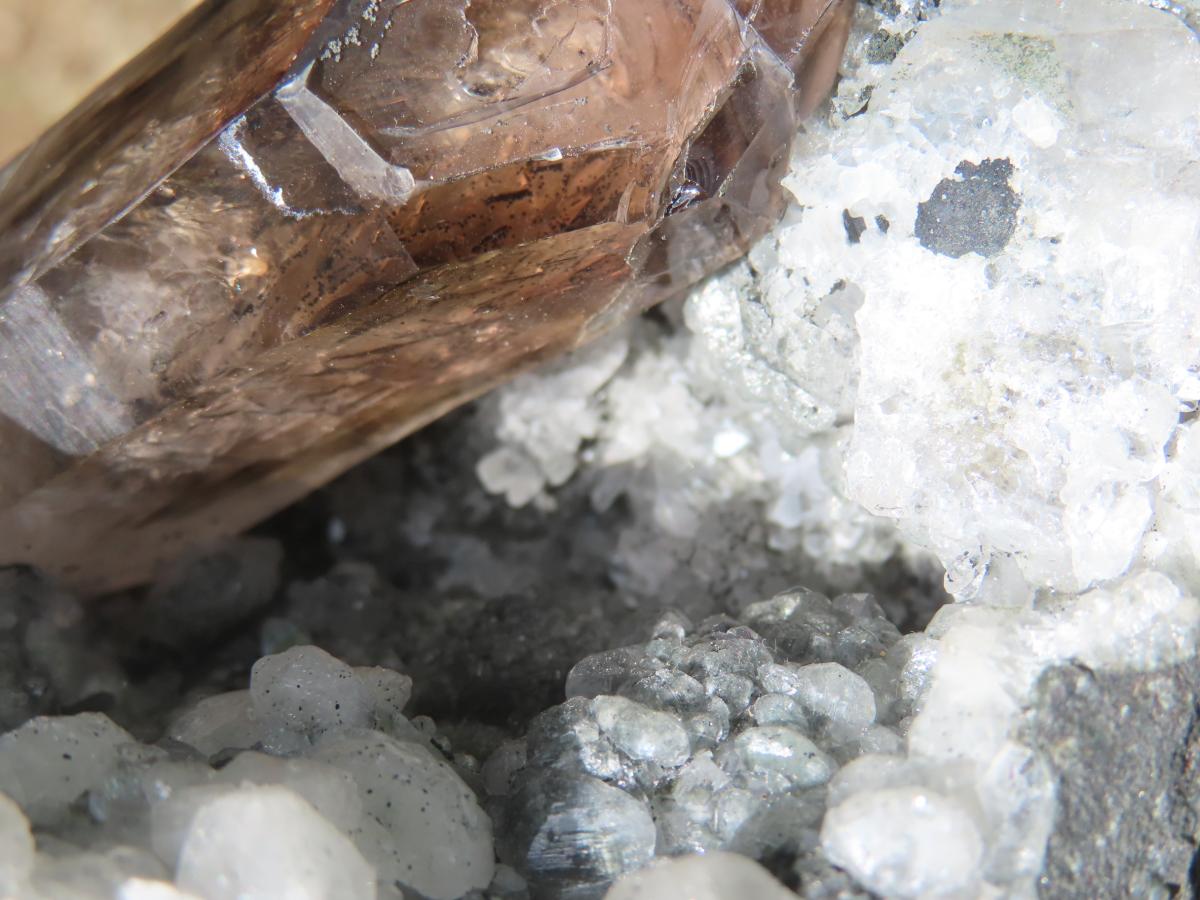 Natural Smokey Window Quartz Crystal On Calcite Vug In Matrix x 1 From Brandberg, Namibia